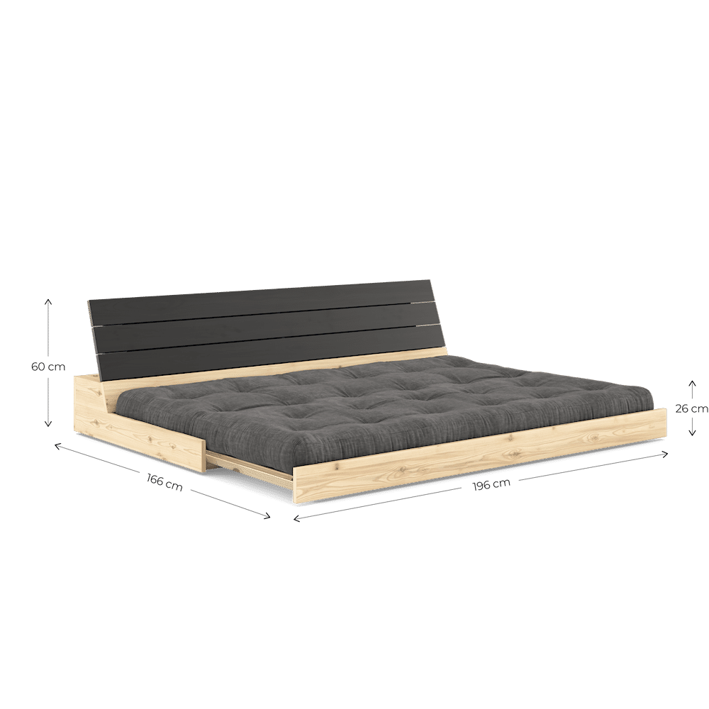 Karup Design BASE BLACK NIGHT LACQUERED W. 5-LAYER MIXED MATTRESS OLIVE GREEN