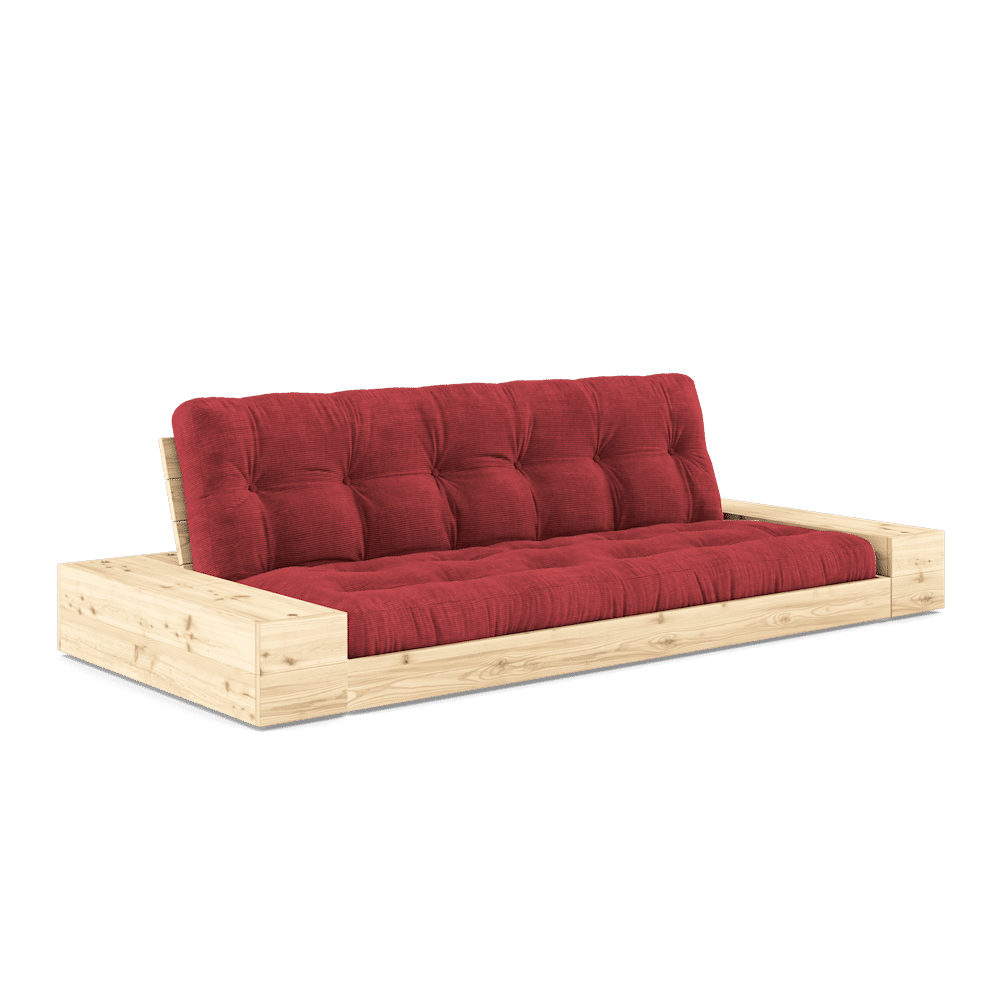 Karup Design BASE CLAIR LAQUE W. 2 SIDEBOXES CLAIR W. MATELAS MIXTE 5 COUCHES ROUGE RUBIS