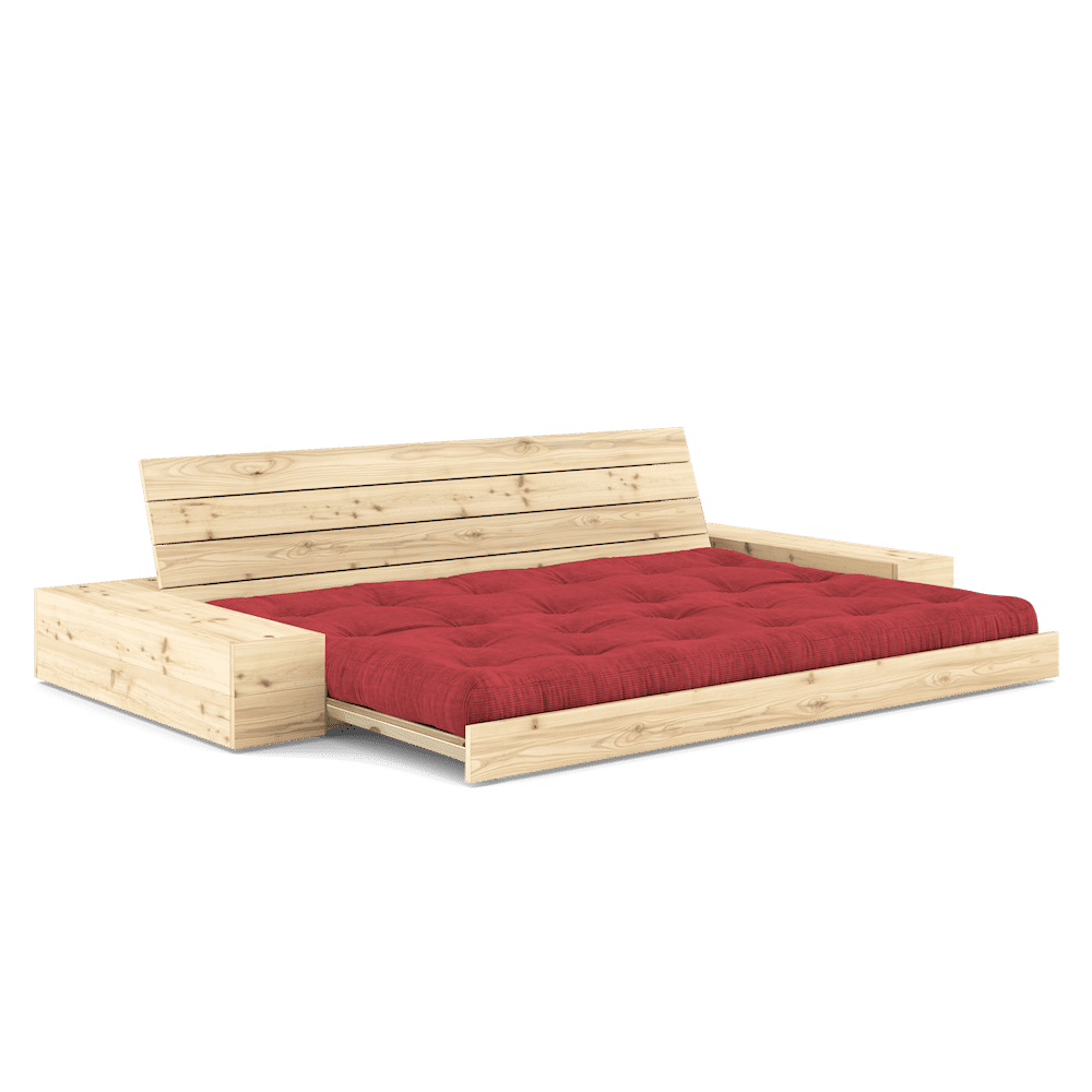 Karup Design BASE CLAIR LAQUE W. 2 SIDEBOXES CLAIR W. MATELAS MIXTE 5 COUCHES ROUGE RUBIS