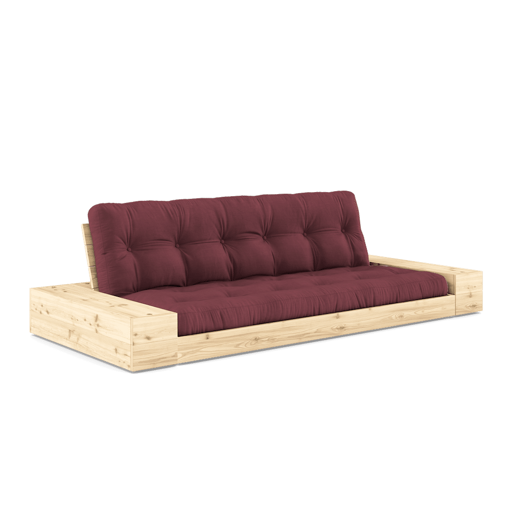 Karup Design BASE CLEAR LACQUERED W. 2 SIDEBOXES CLEAR W. 5-LAYER MIXED MATTRESS BORDEAUX