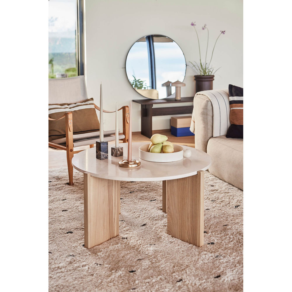 OYOY LIVING Table basse en marbre Lune-Grande nature/Blanc