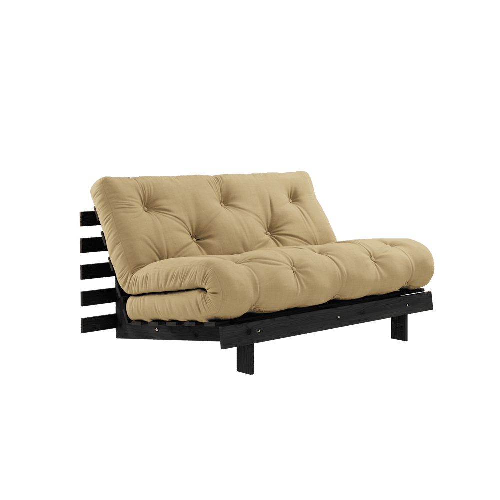 Karup Design WURZELN SCHWARZ LACKIERT 140X200 W. WURZELN MATRATZE WEIZEN BEIGE