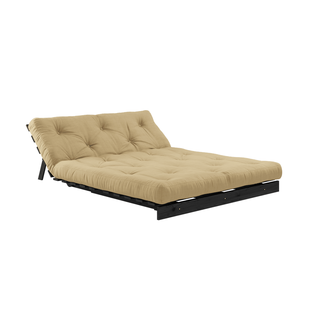 Karup Design WURZELN SCHWARZ LACKIERT 140X200 W. WURZELN MATRATZE WEIZEN BEIGE