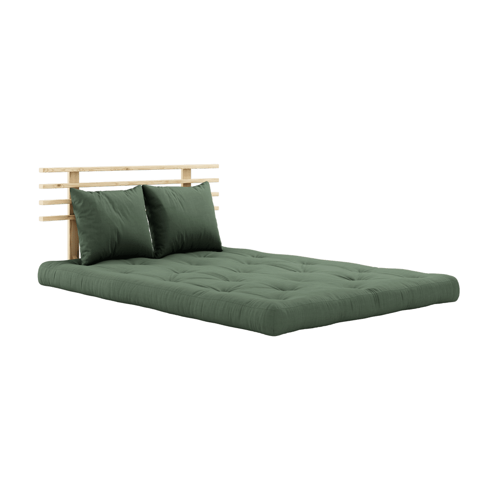 Karup Design SHIN SANO CLEAR LACQUERED W. SHIN SANO MATTRESS SET OLIVE GREEN