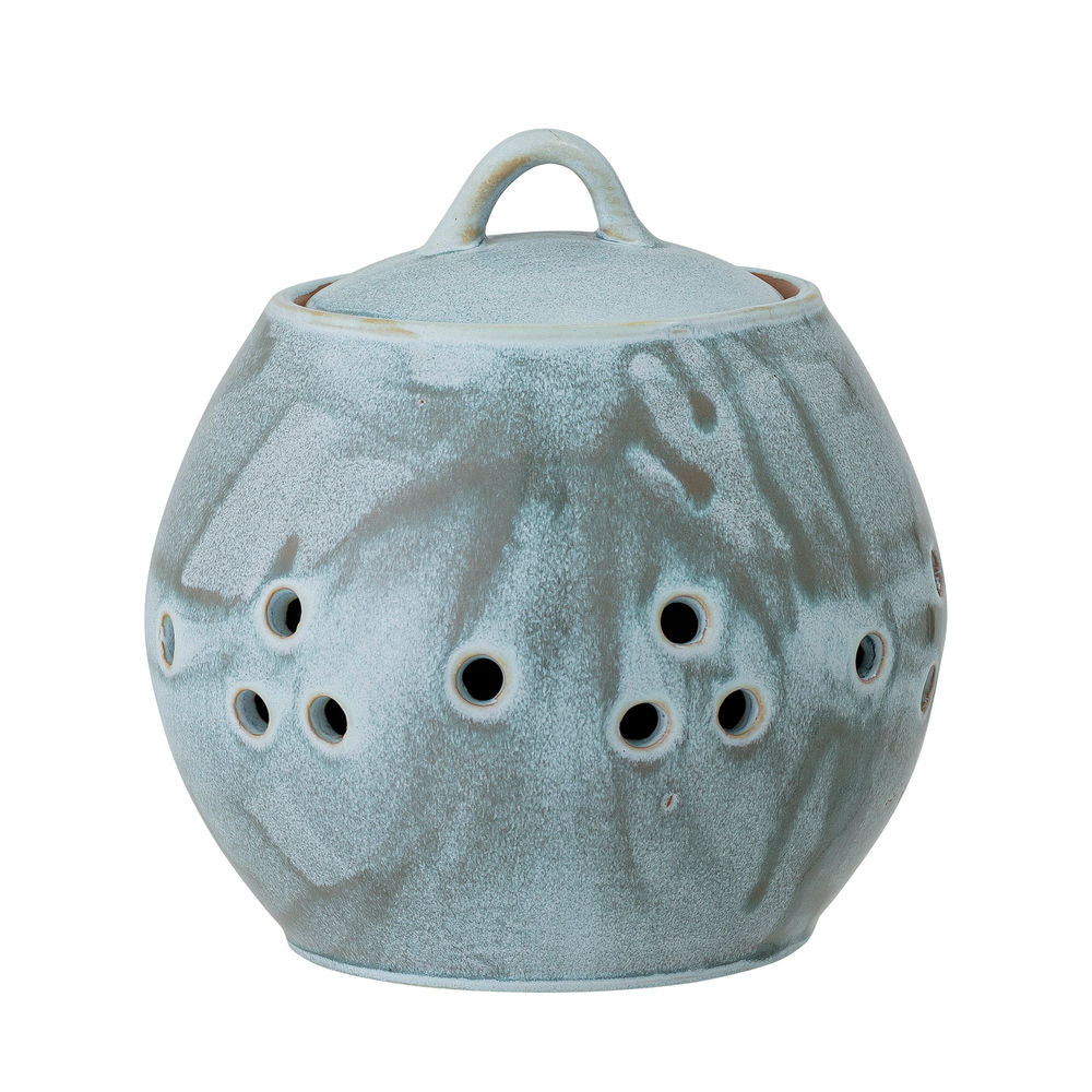 Creative Collection Petal Pot met Deksel, Blauw, Steengoed