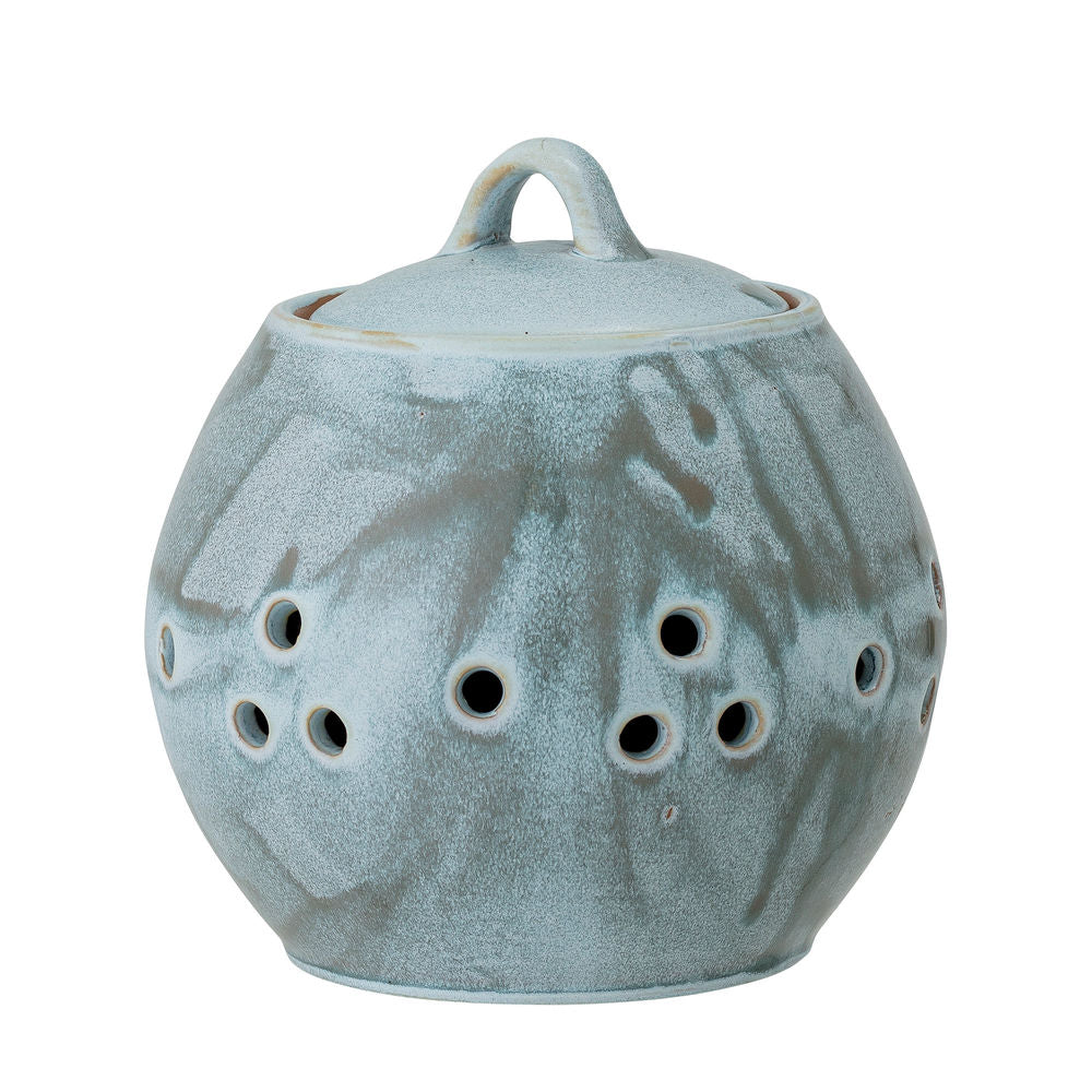 Creative Collection Petal Pot met Deksel, Blauw, Steengoed