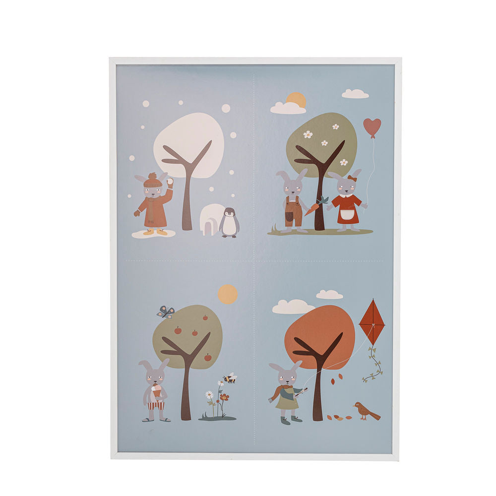 Bloomingville MINI Oya Illustratie met Frame, Wit, Grenen