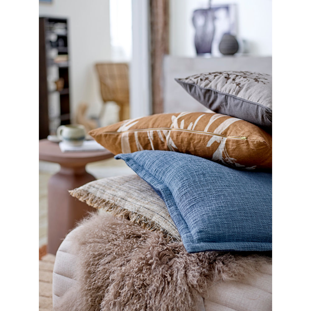 Bloomingville Coussin Felicia, Bleu, Coton OEKO-TEX®