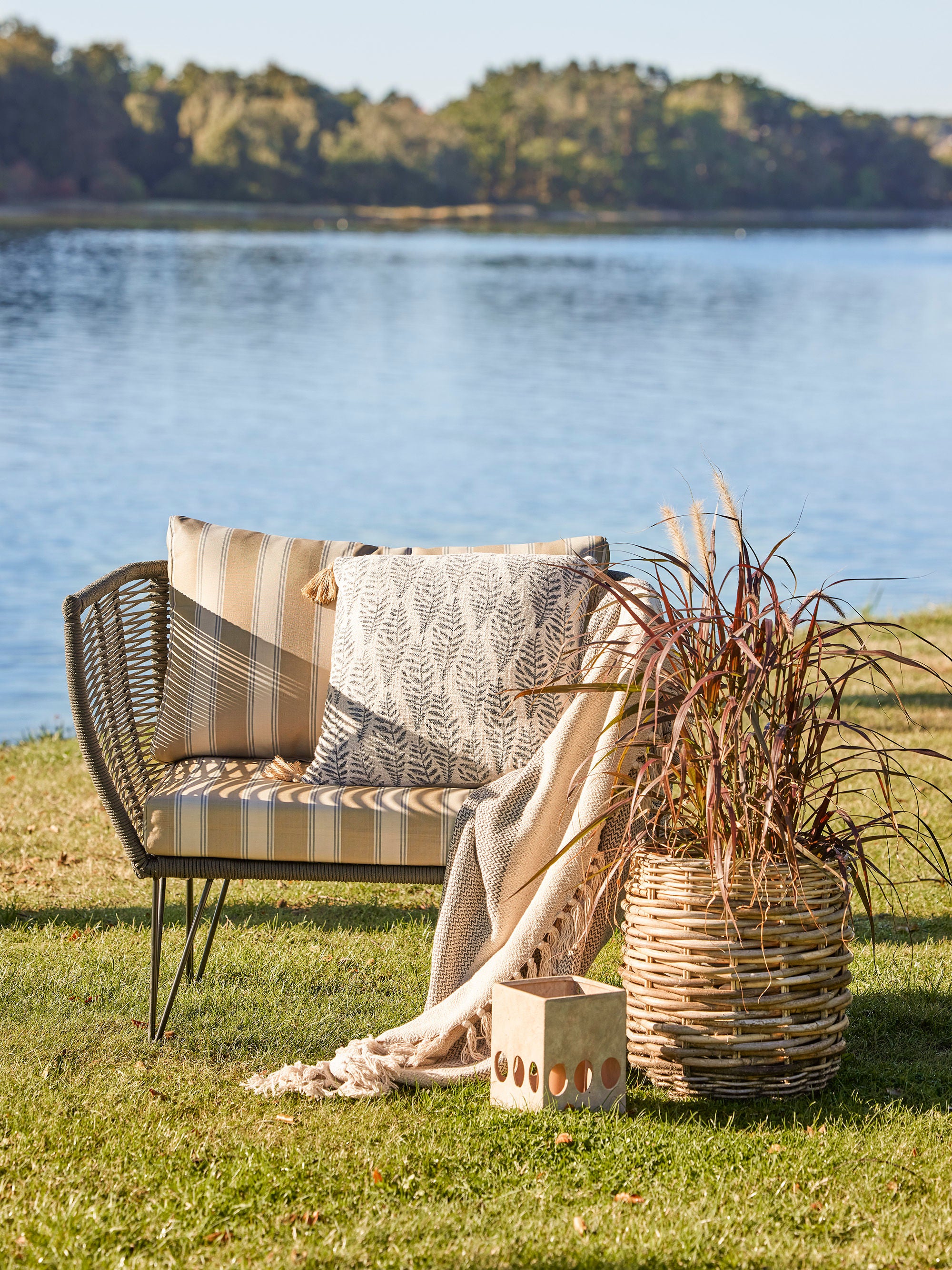 Bloomingville Coussin Farida, Bleu, Coton