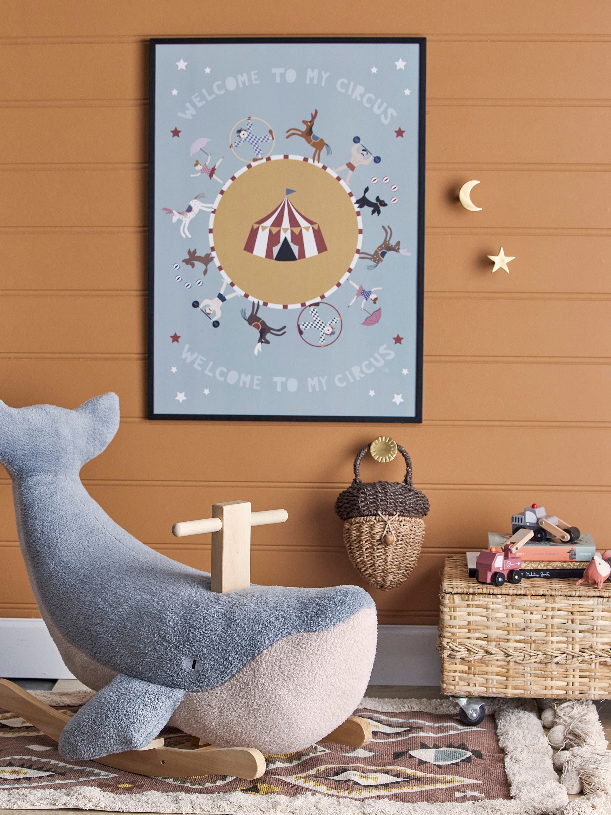 Bloomingville MINI Maximo Illustratie met Frame, Zwart, Grenen