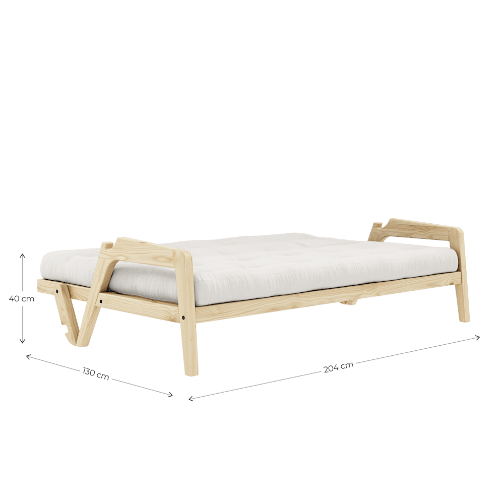 Conception GRAB CLAIR LAQUÉ W. MATELAS MIXTE 5 COUCHES ALGUE