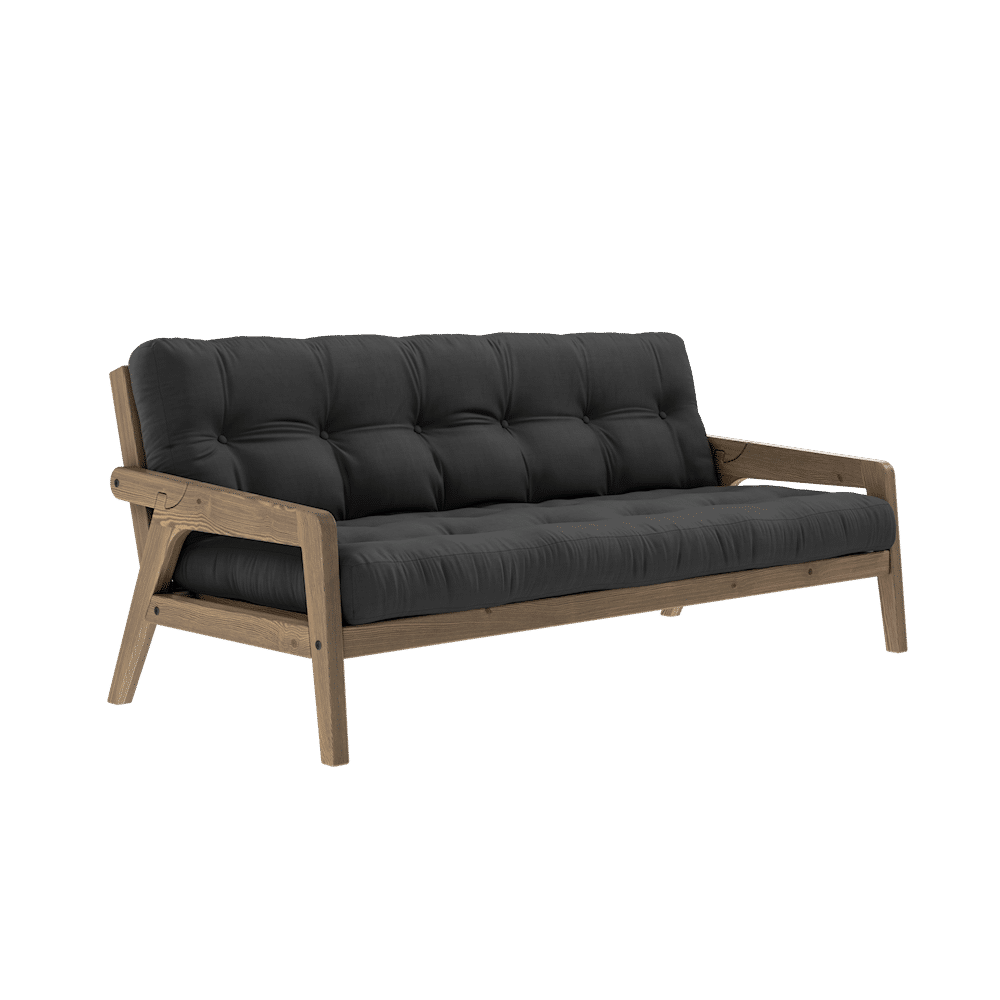 Karup Design SAISIR CAROBE MARRON LAQUÉ W. MATELAS MIXTE 5 COUCHES GRIS FONCÉ