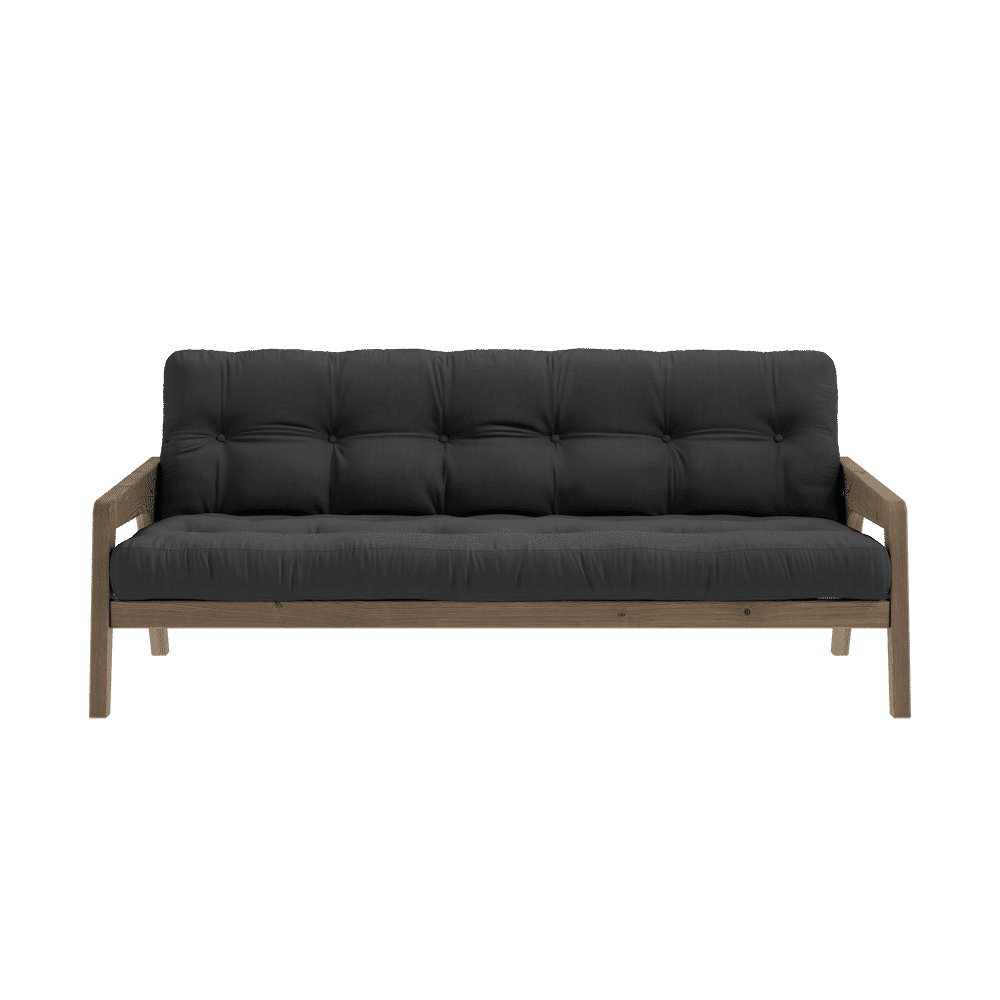 Karup Design SAISIR CAROBE MARRON LAQUÉ W. MATELAS MIXTE 5 COUCHES GRIS FONCÉ