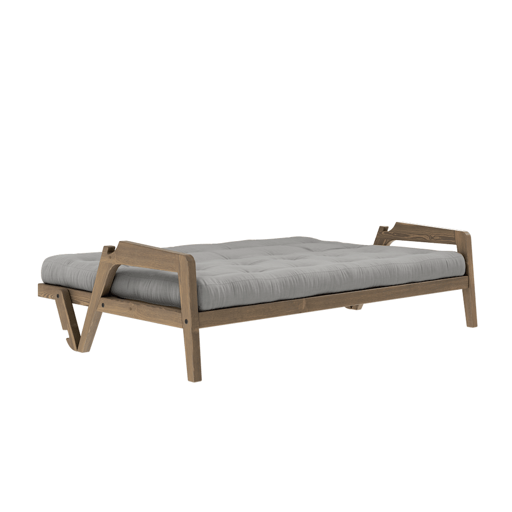 Karup Design SAISIR CAROBE MARRON LAQUÉ W. MATELAS MIXTE 5 COUCHES GRIS