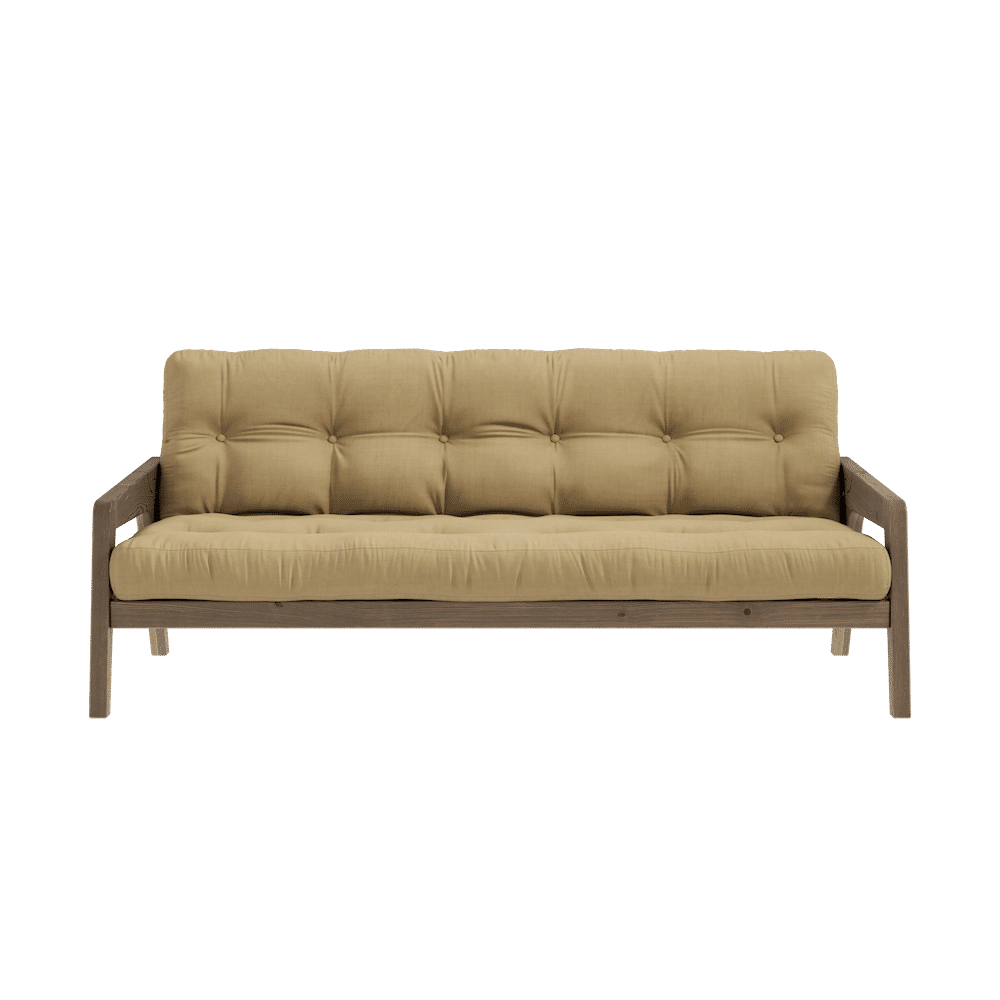 Karup Design SAISIR CAROBE MARRON LAQUÉ W. MATELAS MIXTE 5 COUCHES BLÉ BEIGE