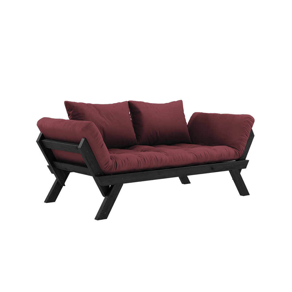 Karup Design BEBOP NOIR LAQUÉ W. MATELAS MIXTE 4 COUCHES BORDEAUX