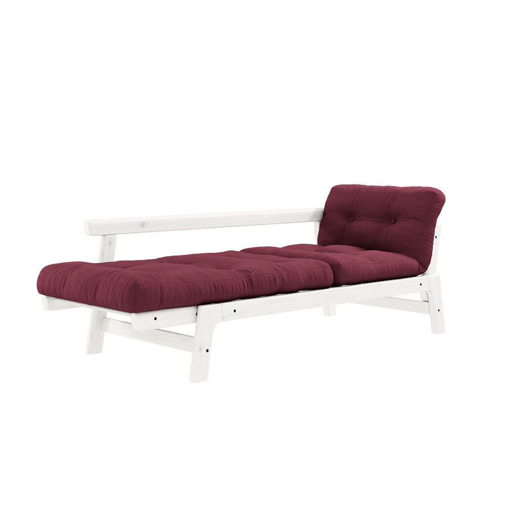 Karup Design STEP LAQUE BLANC W. MATELAS STEP BORDEAUX