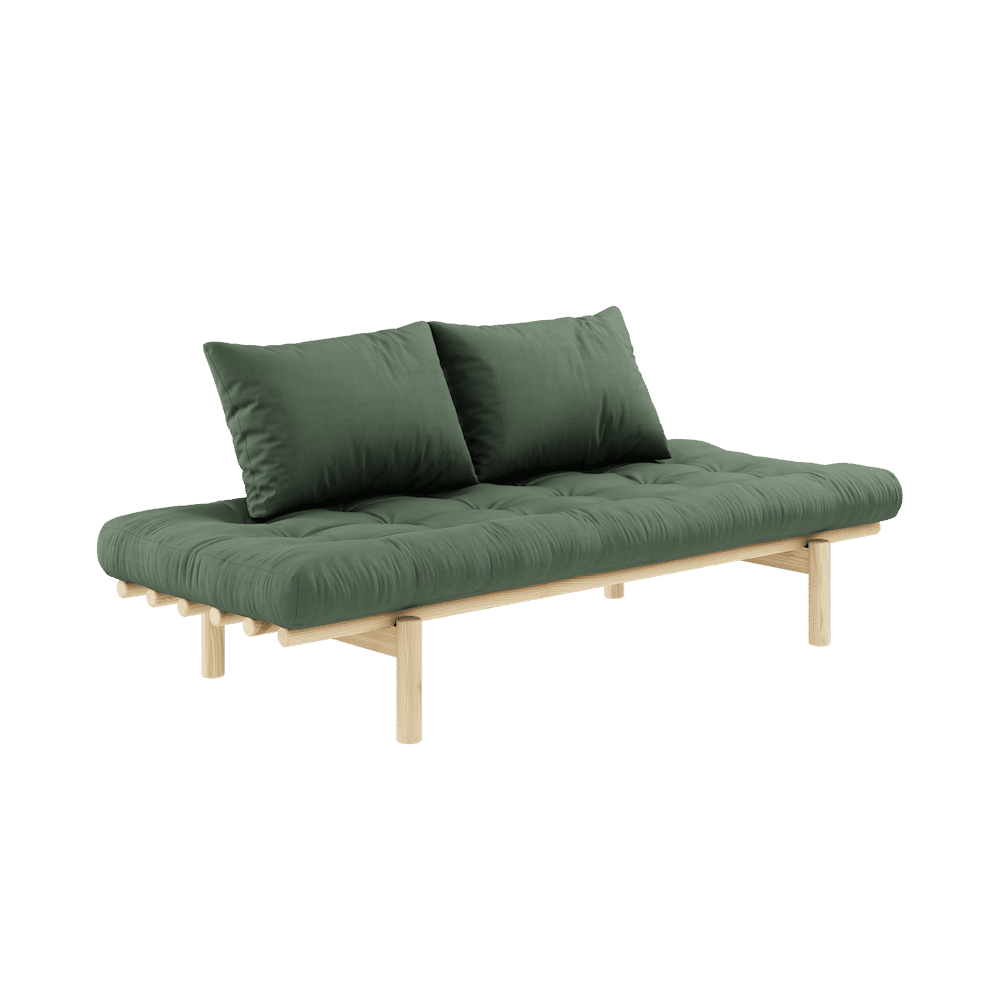 Karup Design PACE DAYBED CLEAR LACQUERED W. 4-LAYER MIXED MATTRESS OLIVE GREEN