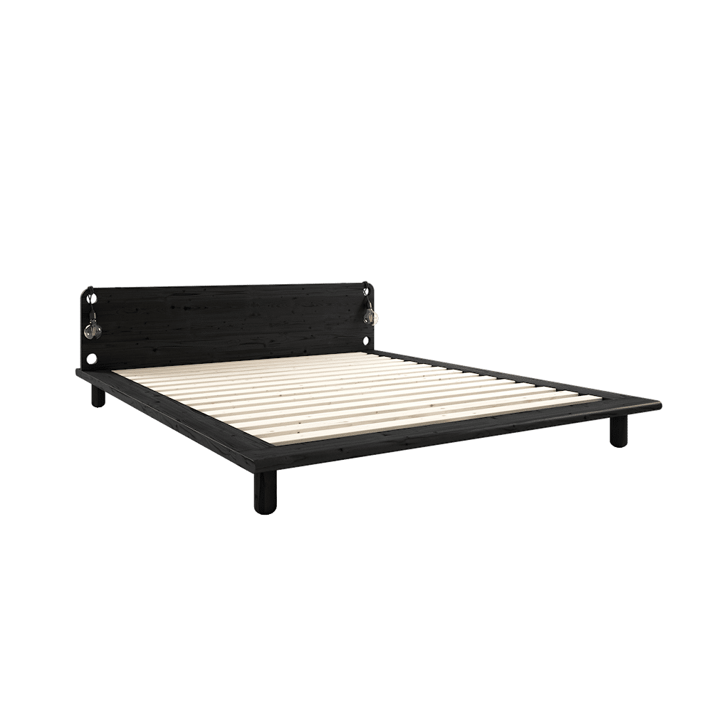 Diseño PEEK CAMA NEGRO LACADO 160X200 W. 2 LÁMPARAS DE CAMA