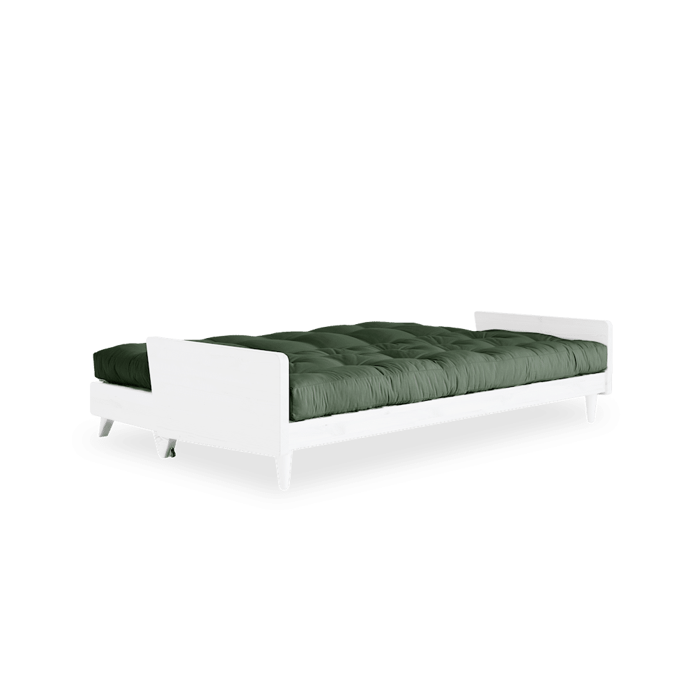 Karup Design INDIE WHITE LACQUERED W. 5-LAYER MIXED MATTRESS OLIVE GREEN