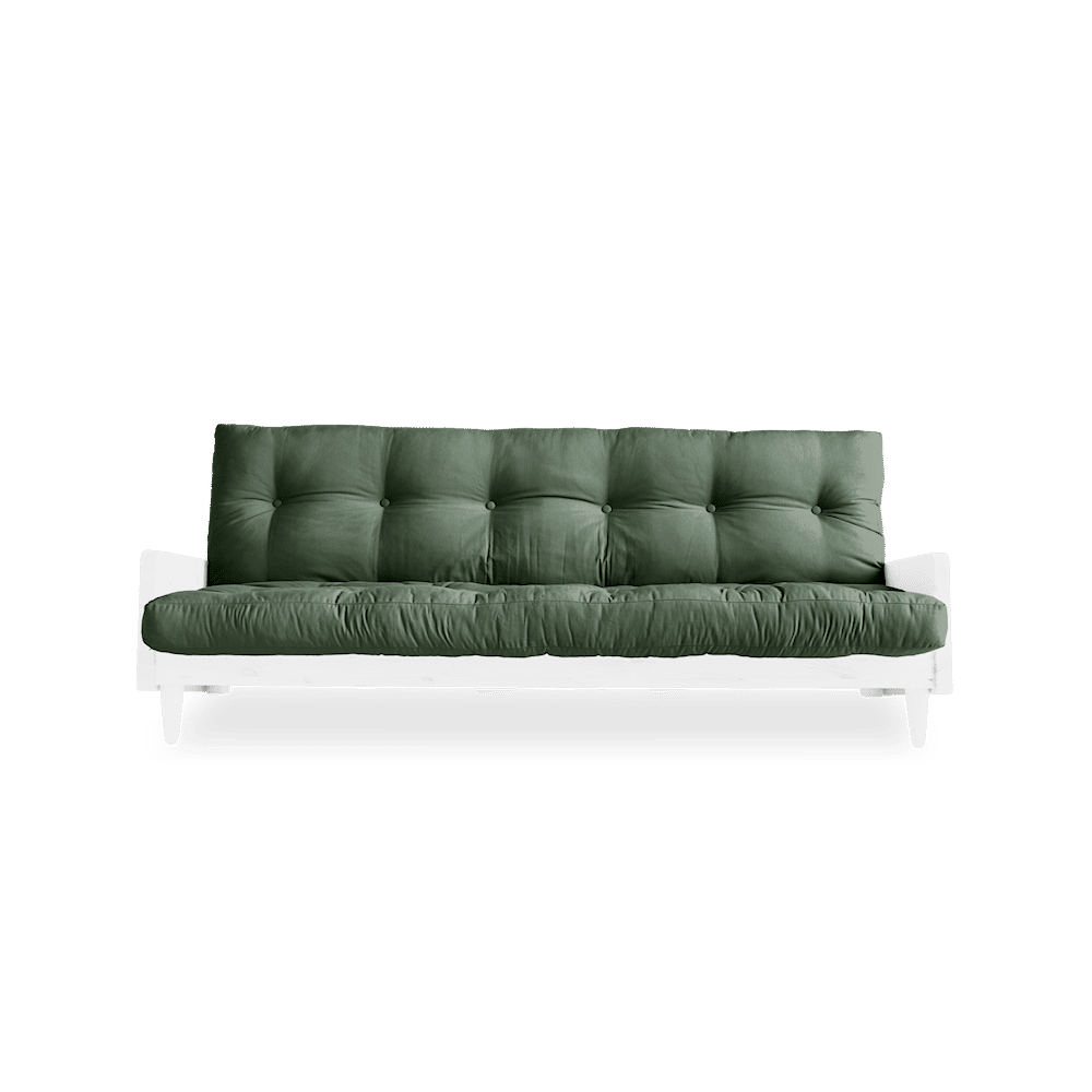 Karup Design INDIE BLANC LAQUÉ W. MATELAS MIXTE 5 COUCHES VERT OLIVE