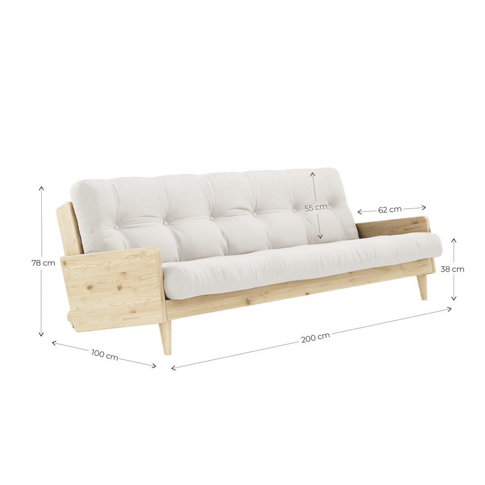 Karup Design INDIE BLANC LAQUÉ W. MATELAS MIXTE 5 COUCHES VERT OLIVE