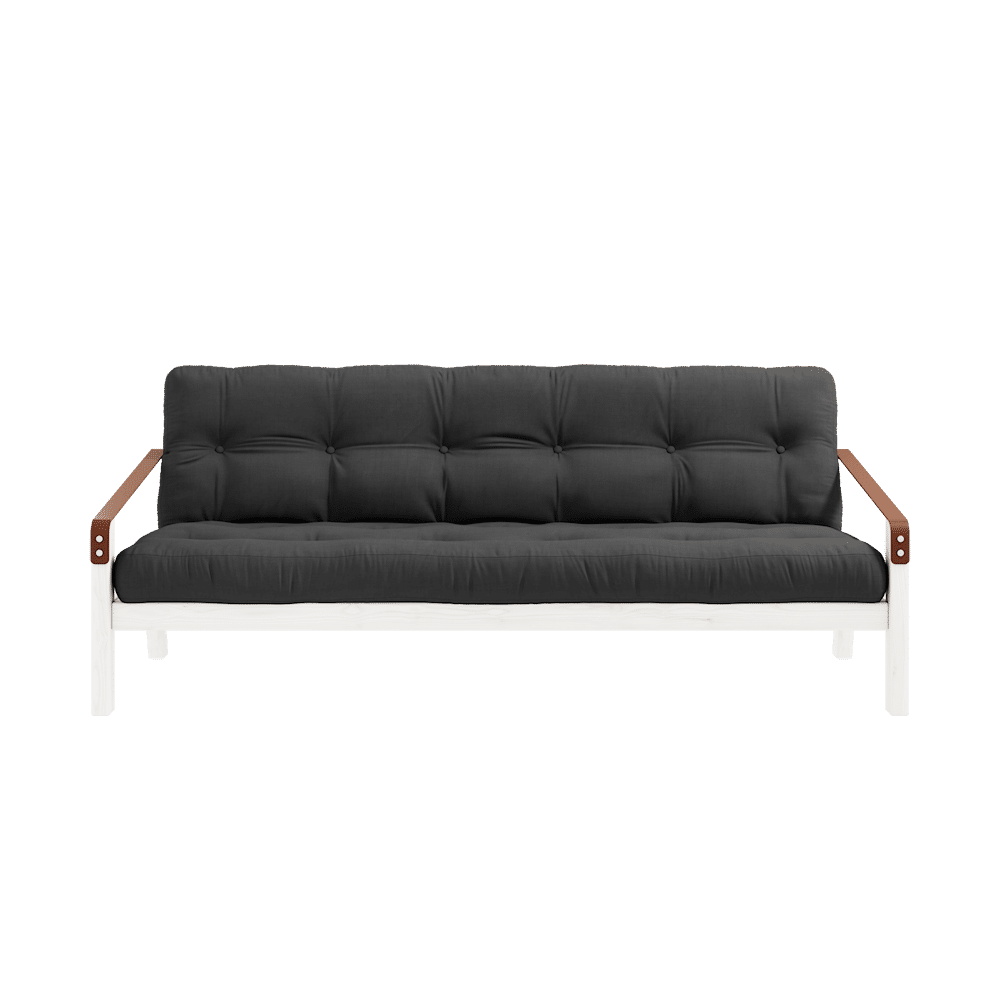 Karup Design POÉSIE LAQUÉE BLANC W. MATELAS MIXTE 5 COUCHES GRIS FONCÉ