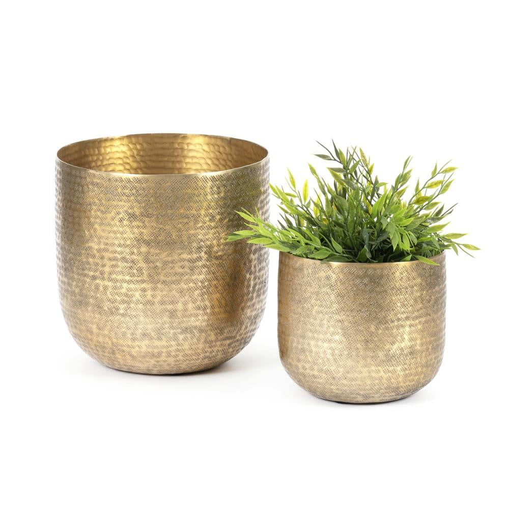 Bazar Bizarre The Hammered Planters-Latón-Juego de 2