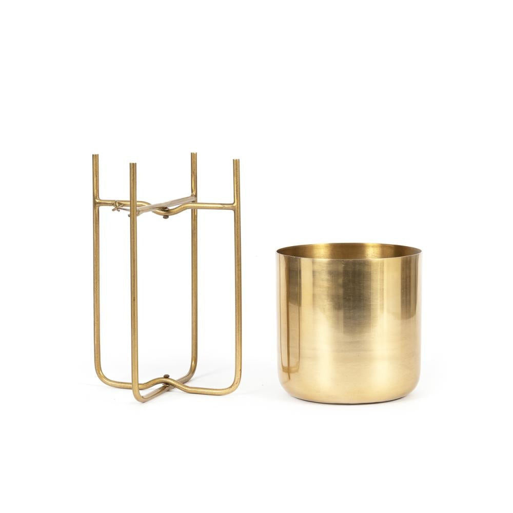 Bazar Bizar The Brass Planter on Stand-Latón-M