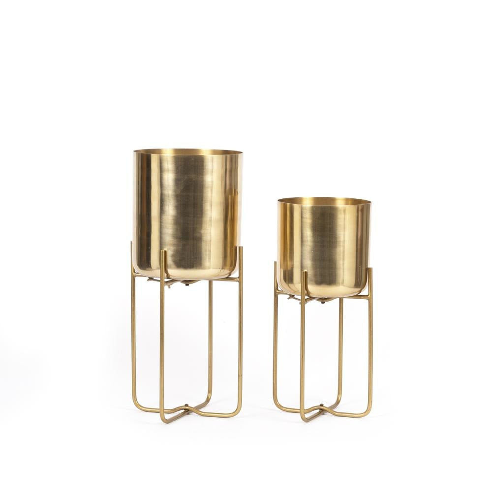 Bazar Bizar The Brass Planter on Stand-Latón-M