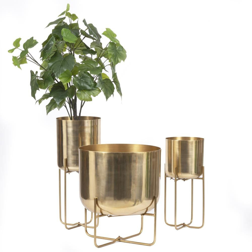 Bazar Bizar The Brass Planter on Stand-Latón-M