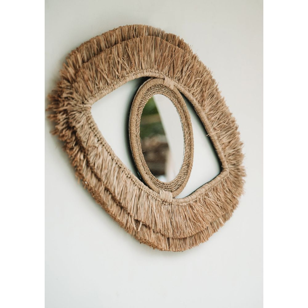 Bazar Bizarre The Rafia Eye Mirror-Natural-M