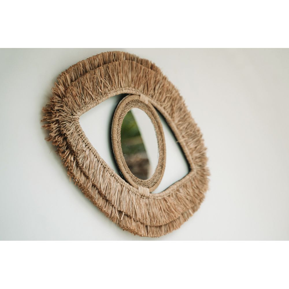 Bazar Bizarre Miroir pour les yeux en raphia-Naturel-M