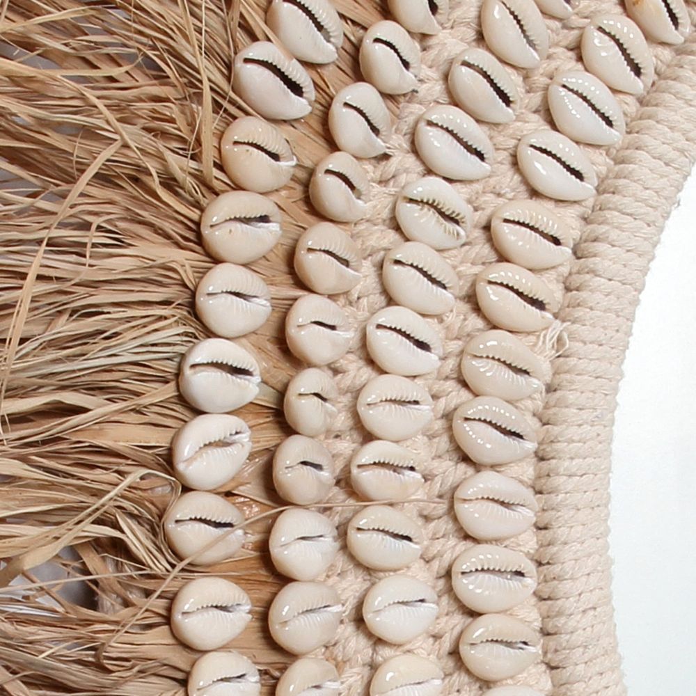 Bazar Bizar The Raffia Cowrie Mirror - Natural White