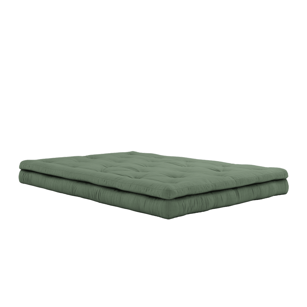 Karup Design SOFÁ CON HEBILLAS VERDE OLIVA CON 3 CINTURONES DE CUERO MARRÓN