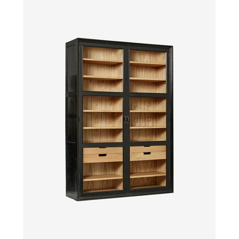 Nordal A/S VIVA armoire avec portes vitrées + tiroirs noir