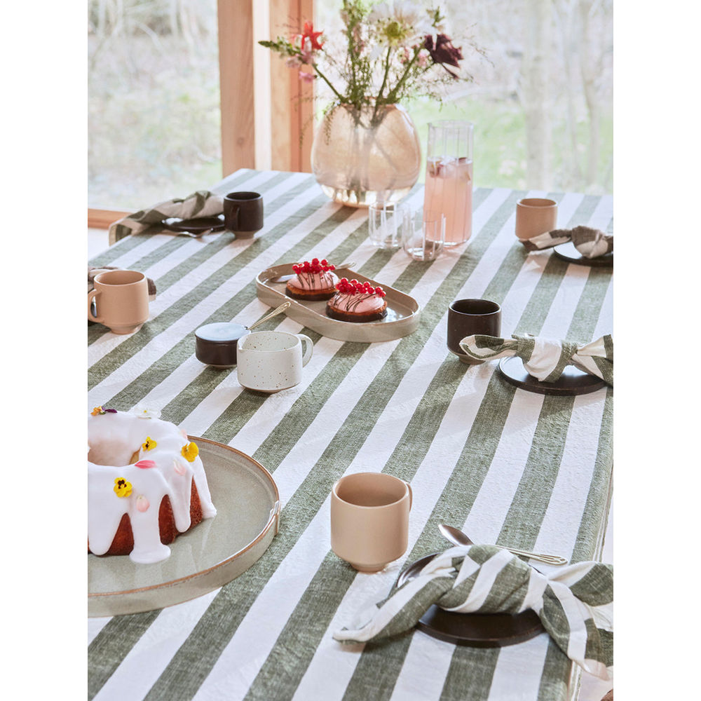 OYOY LIVING Striped Tablecloth - 200x140 cm - Olive