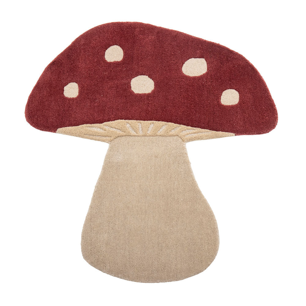 Alfombra Bloomingville MINI Mushroom, rojo, lana