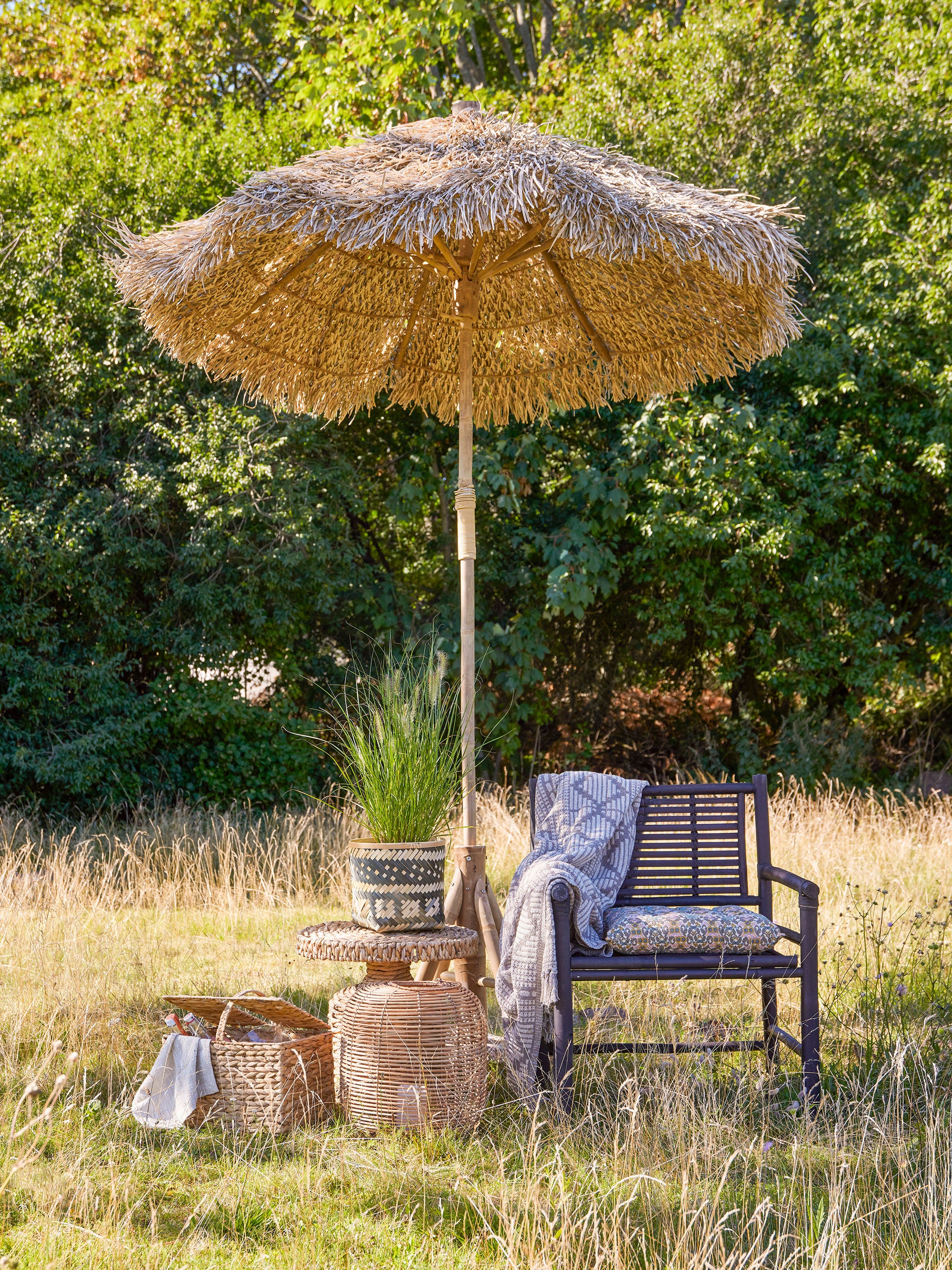 Bloomingville Nei Lantaarn met/Glas, Natuur, Rotan