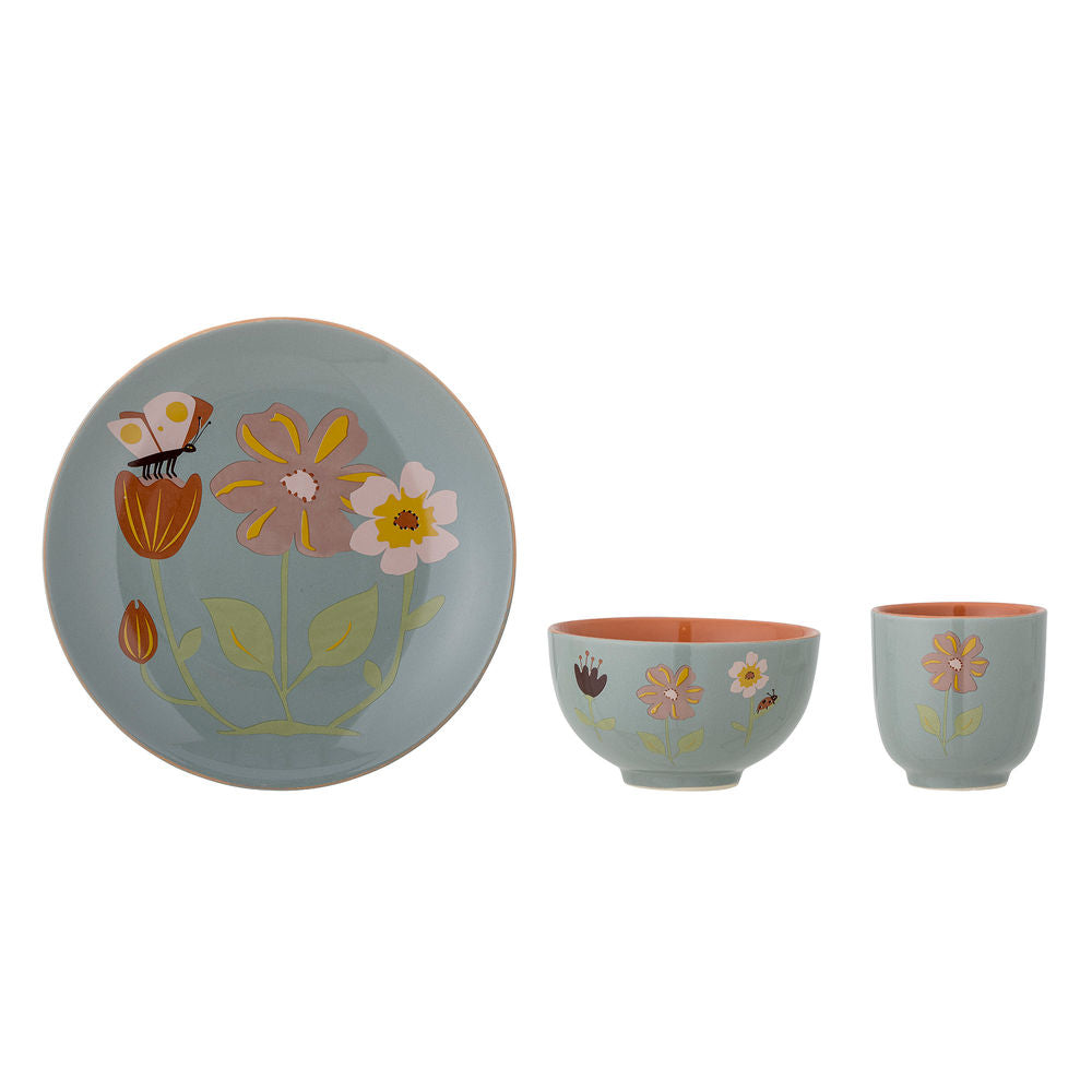 Bloomingville MINI Weide servies, Blauw, Steengoed